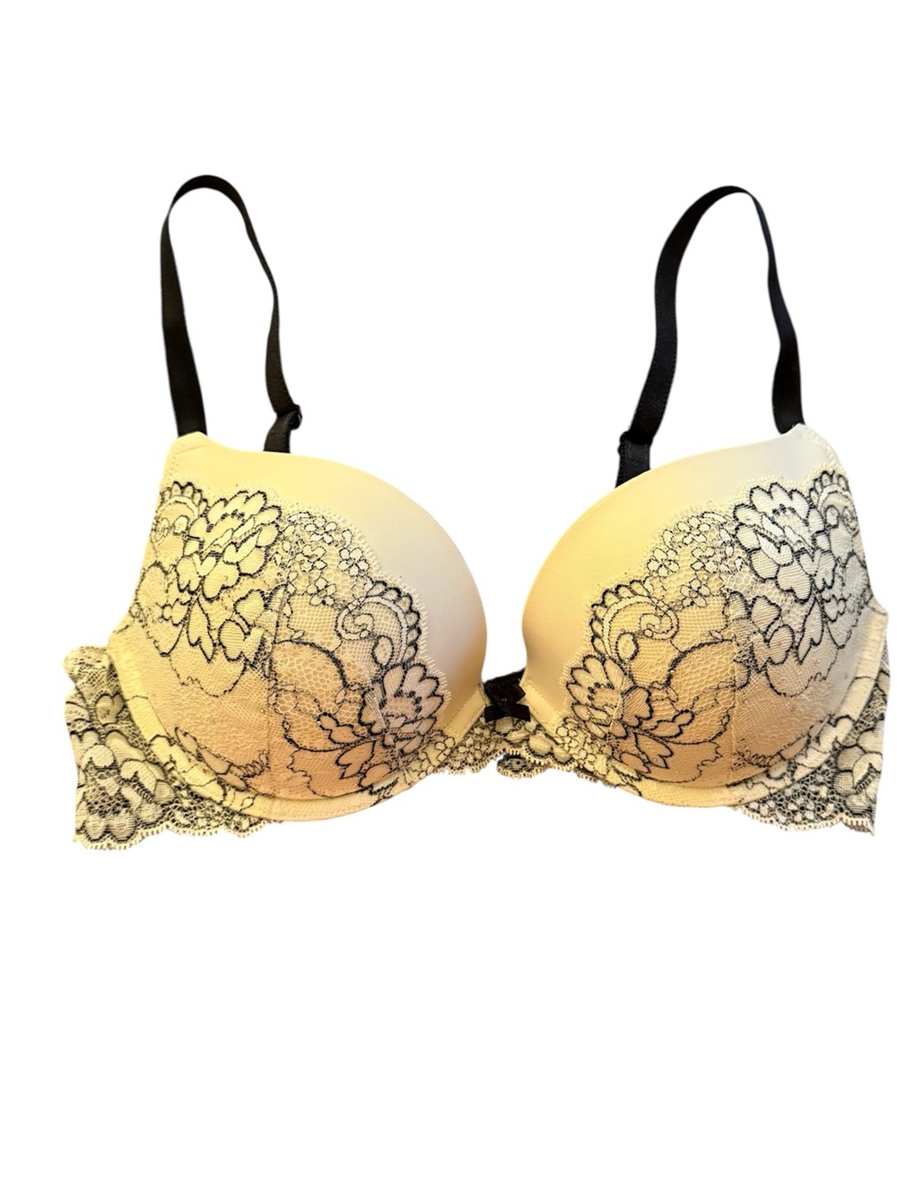VS Lace Push-Up Bra - Cream with Black Lace